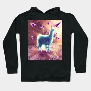 Outer Space Galaxy Cat With Llama Hoodie